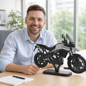 Personalized LED motorcycle British Style Tiger 900 G Series decor gift custom name sign minimal desk art for him warm light base biker room image 4