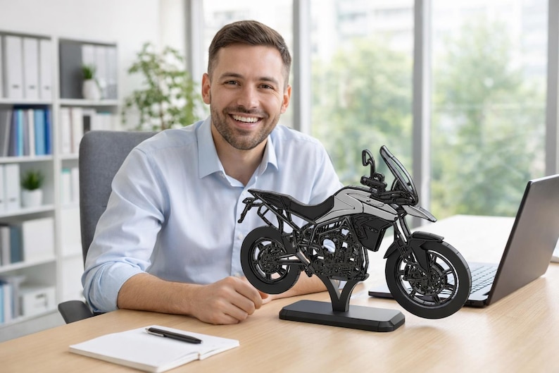 Personalized LED motorcycle British Style Tiger 900 G Series decor gift custom name sign minimal desk art for him warm light base biker room image 4