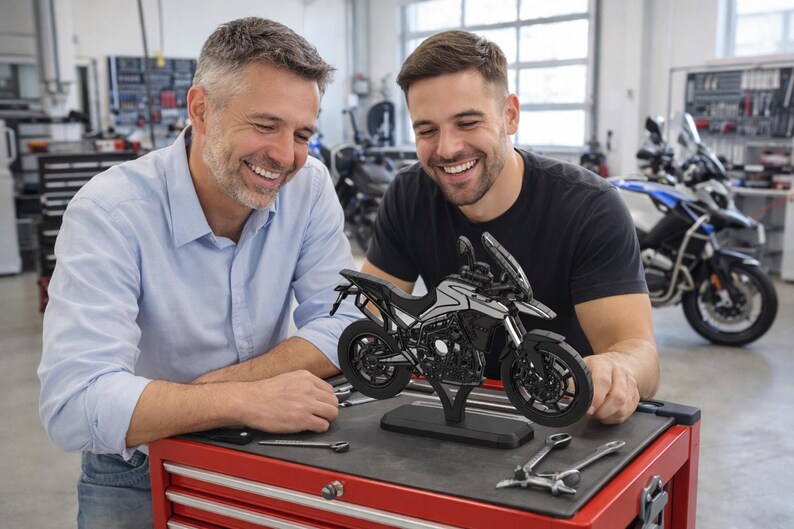 Personalized LED motorcycle British Style Tiger 900 G Series decor gift custom name sign minimal desk art for him warm light base biker room image 7