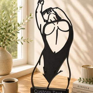 Personalized Minimalist Woman Body Line Art Sculpture Custom Text Female Decor Modern Desk Aesthetic Gift Unique Home Office Abstract Figure