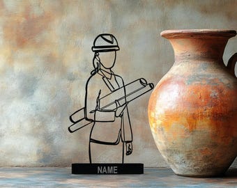 Ingenieur Architekt Skulptur Kunst Einzigartige Geschenkidee für Projektleiter Benutzerdefinierte Miniatur Prunkstück Professionelle Schreibtisch Kunst Personalisiert