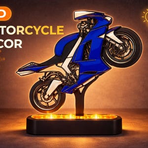 Gepersonaliseerde led-motorfiets Japanse stijl ZX 6R 2008-serie aangepaste naam cadeau voor berijder motorruimte Alleen basisverlichting, handgemaakt plankstuk