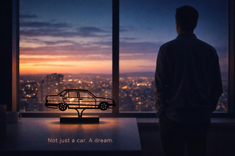 Gepersonaliseerde led-autodecor Italiaanse stijl Doğan-serie Minimale éénregelige auto Silhouet Licht Automotive Autoliefhebber Cadeau Voertuigoverzichtskunst afbeelding 7