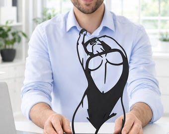 Scultura artistica minimalista personalizzata con linee di corpo femminile, testo personalizzato, decorazione femminile, estetica moderna per scrivania, regalo unico per casa e ufficio, figura astratta