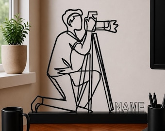 Personalized Photographer Decor Custom Name Gift Camera Lover Desk Art Photography Studio Decoration Creative Artist Present Modern Keepsake
