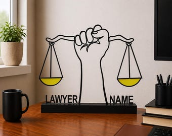 Personalized Lawyer Decor Gift Custom Name Attorney Desk Art Legal Professional Sculpture Courtroom Inspired Decoration Career Achievement