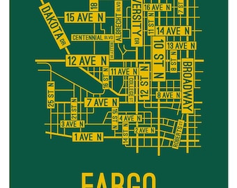 Fargo, North Dakota Street Map - Poster, Acrylic, Framed, and Metal Prints