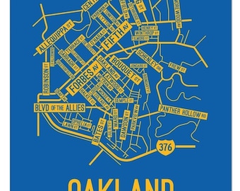 Oakland, Pittsburgh Street Map - Poster, Acrylic, Framed, and Metal Prints