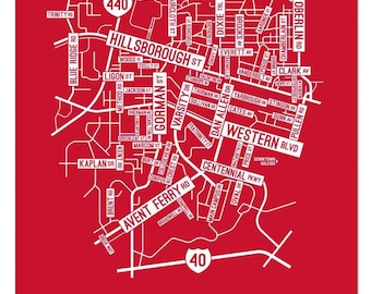 Raleigh, North Carolina Street Map - Poster, Acrylic, Framed, and Metal Prints