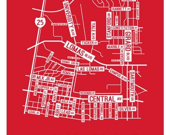 Albuquerque, New Mexico Street Map - Poster, Acrylic, Framed, and Metal Prints