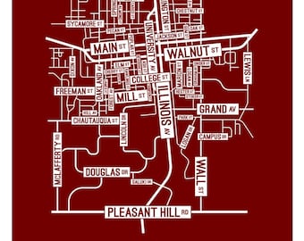 Carbondale, Illinois Street Map - Poster, Acrylic, Framed, and Metal Prints