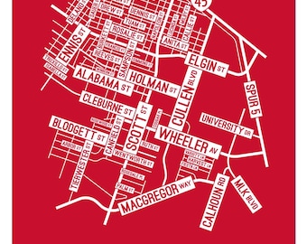 Houston, Third Ward Street Map - Poster, Acrylic, Framed, and Metal Prints