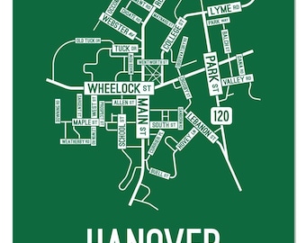 Hanover, New Hampshire Street Map - Poster, Acrylic, Framed, and Metal Prints