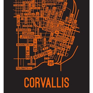 Corvallis, Oregon Street Map - Poster, Acrylic, Framed, and Metal Prints
