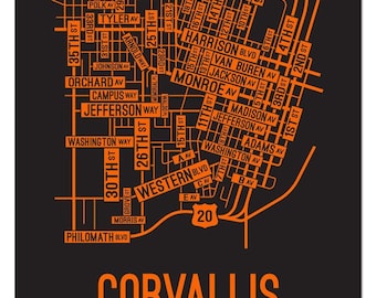 Corvallis, Oregon Street Map - Poster, Acrylic, Framed, and Metal Prints