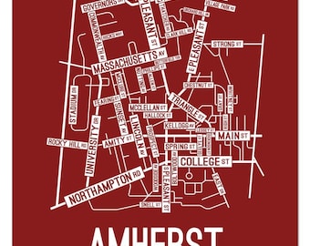 Amherst, Massachusetts Street Map - Poster, Acrylic, Framed, and Metal Prints