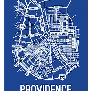 Providence, Rhode Island Street Map - Poster, Acrylic, Framed, and Metal Prints