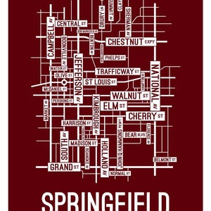 Springfield, Missouri Street Map - Poster, Acrylic, Framed, and Metal Prints