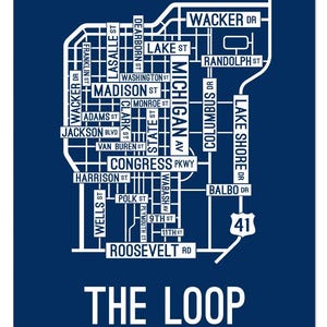 The Loop, Chicago, Illinois Street Map - Poster, Acrylic, Framed, and Metal Prints