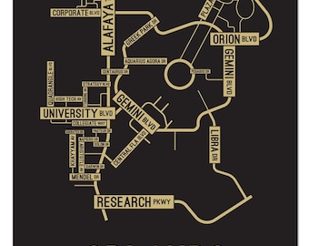 Orlando, Central Florida Street Map - Poster, Acrylic, Framed, and Metal Prints
