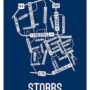 Storrs, Connecticut Street Map - Poster, Acrylic, Framed, and Metal Prints