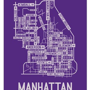 Manhattan, Kansas Street Map - Poster, Acrylic, Framed, and Metal Prints