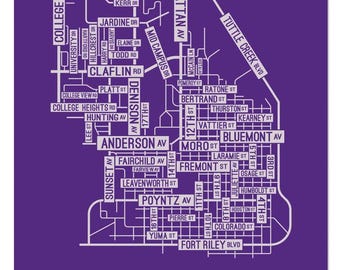 Plan des rues de Manhattan, Kansas - Posters, acryliques, cadres et impressions métalliques
