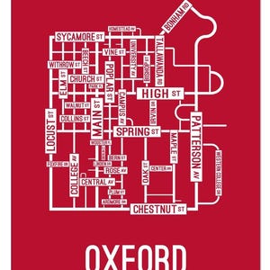 Oxford, Ohio Street Map - Poster, Acrylic, Framed, and Metal Prints