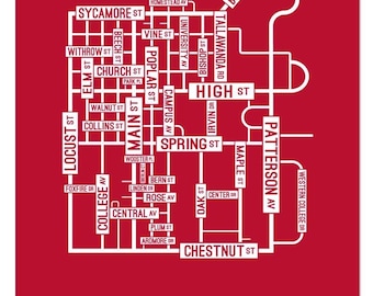 Oxford, Ohio Street Map - Poster, Acrylic, Framed, and Metal Prints