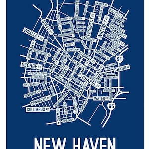 New Haven, Connecticut Street Map - Poster, Acrylic, Framed, and Metal Prints
