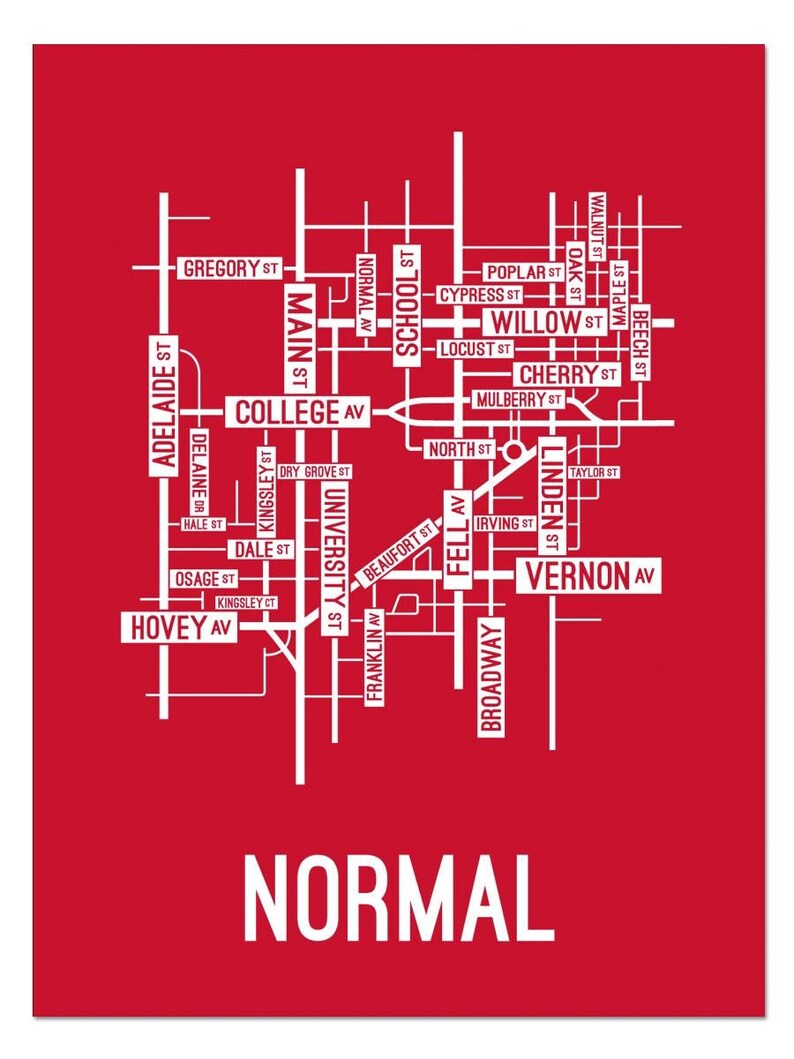 Normal, Illinois Street Map - Poster, Acrylic, Framed, and Metal Prints ...