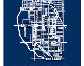 North Center, Chicago, Illinois Street Map - Poster, Acrylic, Framed, and Metal Prints
