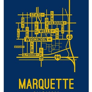 Marquette, Milwaukee Street Map - Poster, Acrylic, Framed, and Metal Prints