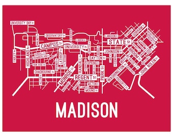 Madison, Wisconsin Street Map - Poster, Acrylic, Framed, and Metal Prints