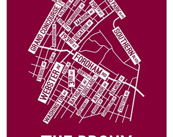 Bronx, New York Street Map - Poster, Acrylic, Framed, and Metal Prints