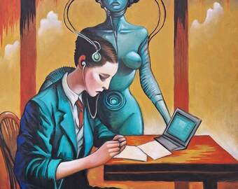 The Manager - One of a kind, hand made oil painting.