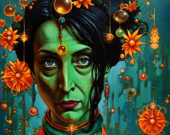 Hand Painted Oil Painting, The Autumn Witch