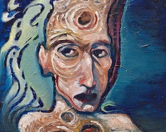 The Moon. Small oil painting by Neil Collins. 4"x6".