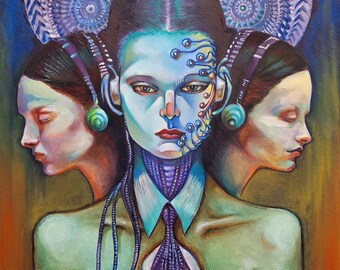 Teams - One of a kind, hand made oil painting. 12" by 12".