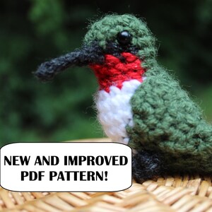 Low-Sew Crochet Ruby-Throated Hummingbird UPDATED Pattern | Male and Female Hummingbird (PDF Download)