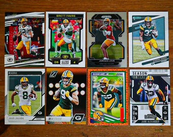 Green Bay Packers Football Card Custom Team Pack - 8 Cards - Rodgers, Favre, Love, Jacobs