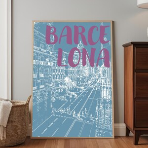 Art mural voyage à Barcelone | Dessin au trait | Impression numérique