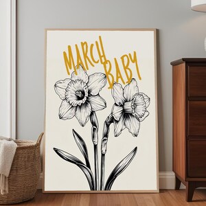 Daffodil Flower Print: March Birth Flower Artwork (Digital Download, PDF Files Included