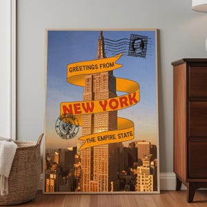 Stampa digitale di cartoline d'epoca di New York City / Download immediato / Empire State Building