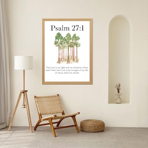 Psalm 27:1 Printable Wall Art, The Lord Is My Light Scripture Print, Christian Bible Verse Decor, Digital Download, Faith Artwork