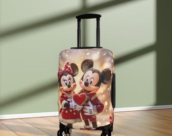 Disney Mickey and Minnie Winter Luggage Cover, Holiday Travel Gift