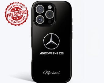 Funda para teléfono con nombre personalizado inspirado en Mercedes AMG, funda de lujo personalizada para iPhone y Samsung Pixel, regalo para él