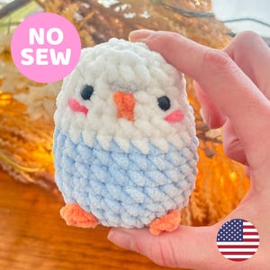 No Sew Chubby Blue Budgie Crochet Pattern – Amigurumi Bird PDF Tutorial, Parakeet Plushie Pattern, Easy Beginner Digital Download
