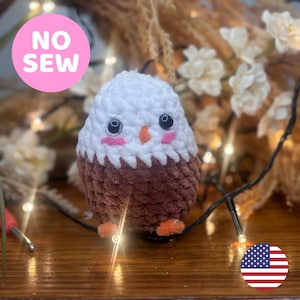 Mini No-Sew Eagle Crochet Pattern – Chubby Amigurumi Bird PDF, Easy Plushie Toy, Bald Eagle Crochet Pattern, Patriotic Animal Gift