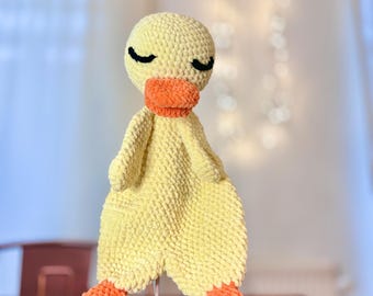 Duck Snuggler Crochet Pattern – Amigurumi Lovey, Baby Comforter, Crochet Duck Plushie, Stuffed Duck, PDF Pattern for Beginners